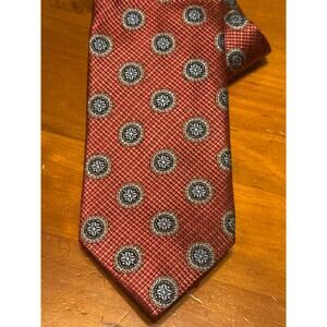JZ‎ Boulder 100% Silk Necktie, Red Medallion Design, NWOT